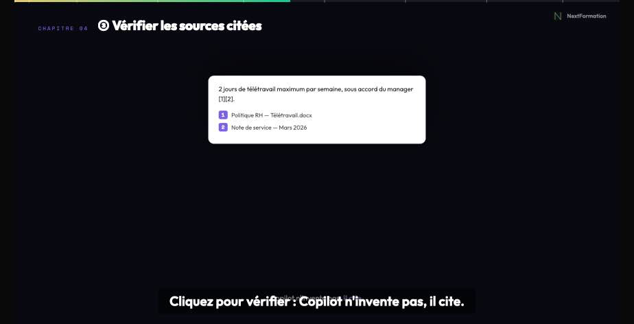 Extrait de la vidéo Copilot sur la vérification des sources