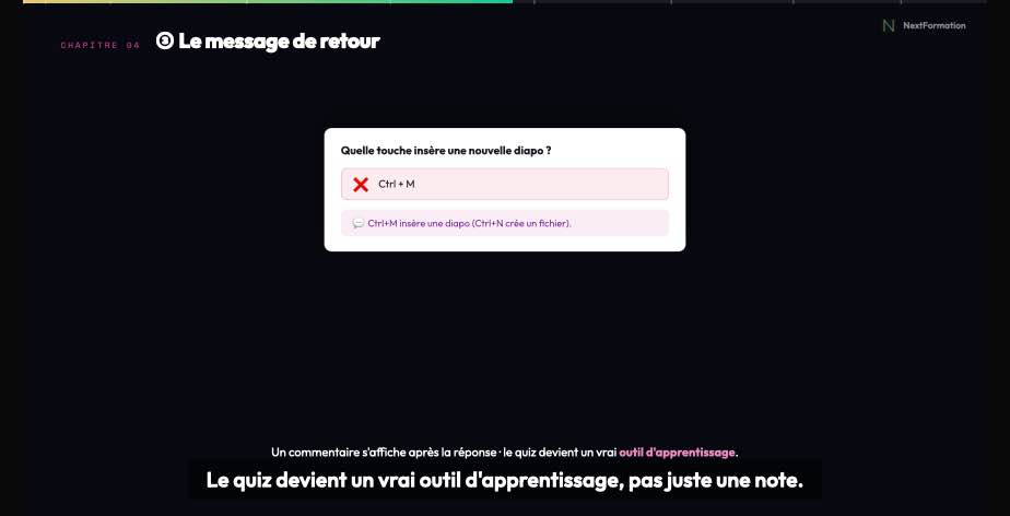 Extrait video : Le message de retour dans un quiz note