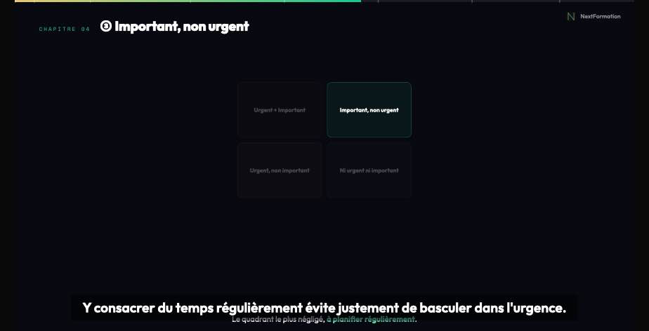 Extrait video : Le quadrant important mais non urgent