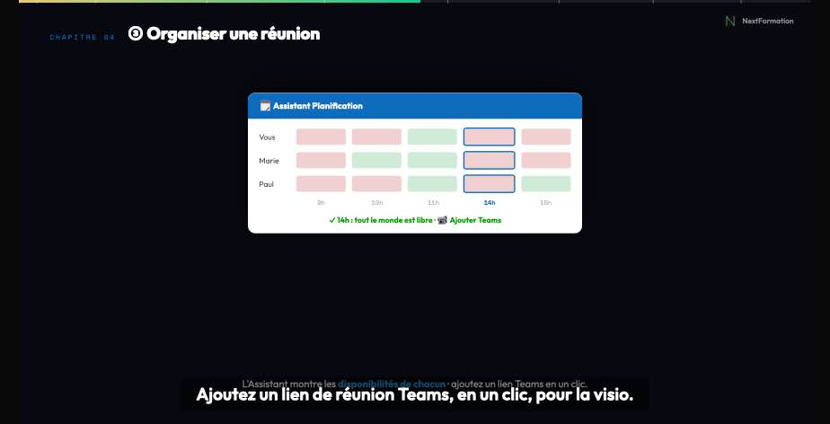 Extrait video : Organiser une reunion avec l'Assistant Planification