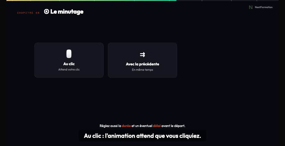 Extrait de la vidéo PowerPoint sur le minutage des animations