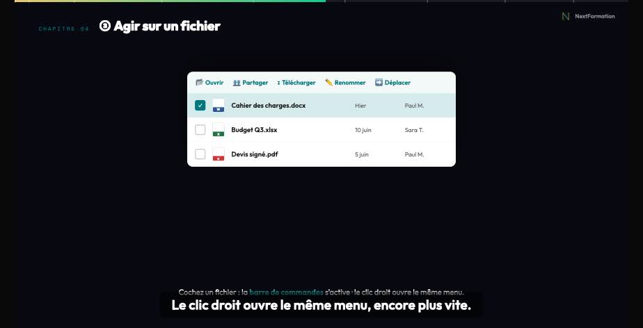 Extrait video : Agir sur un fichier dans une bibliotheque