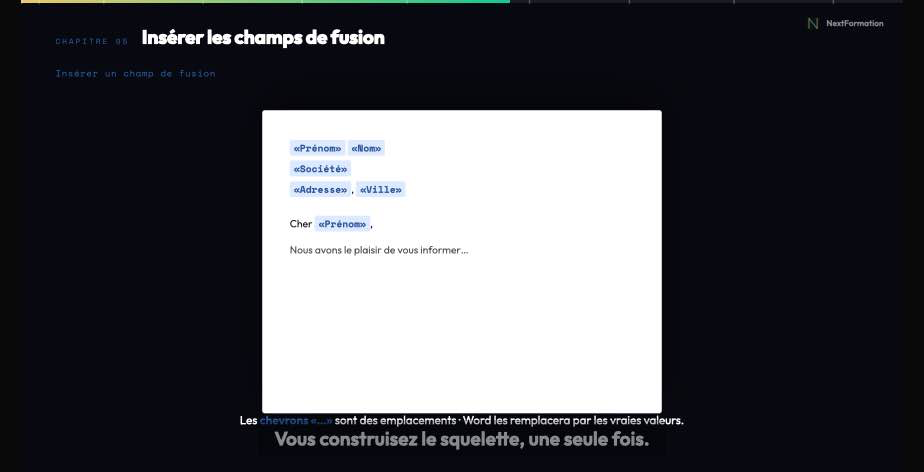Extrait de la vidéo Word sur le publipostage